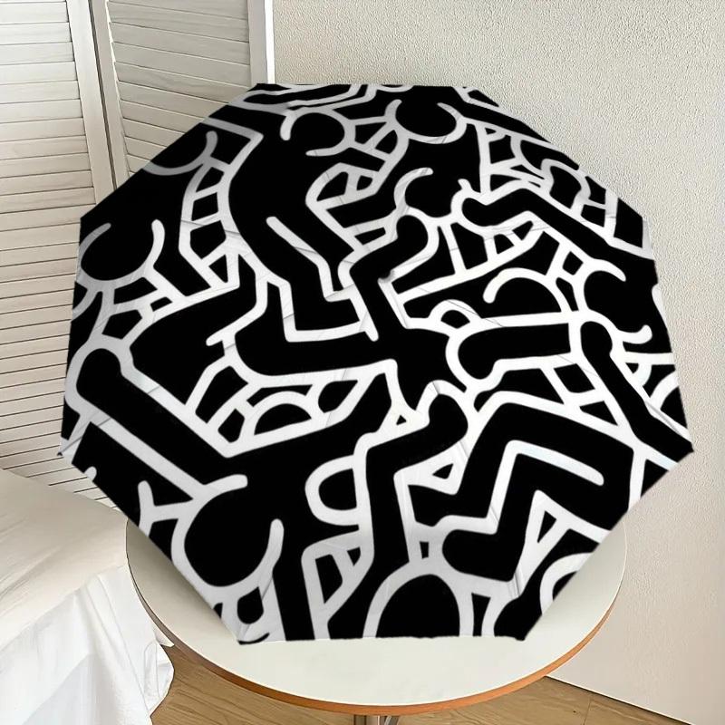 1pc Keith Haring Street Art Sticker Umbrella with Plastic Handle,Suitable for All Seasons Home Travel Outdoor UmbrellaDD111
