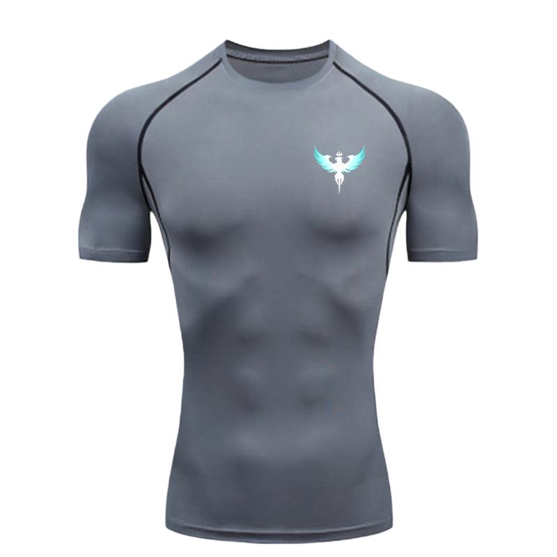 Black Phoenix with Red Wings Men's Sports T-shirt Training Fitness Compression Workout T-Shirt Rashgard Tops T-Shirt