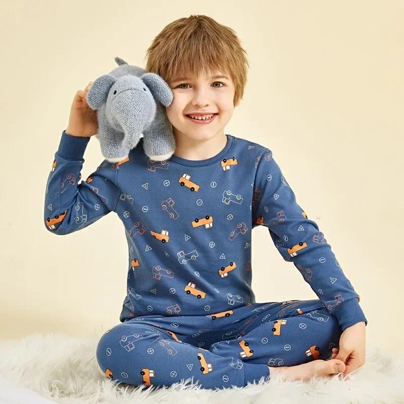 Dětské pyžamo pro chlapce 2 3 4 5 6 7 8 9 10 11 12 13 14 let Bavlna Sada oblečení na spaní Pyžamo s dinosaury Zelená Dětské Pijamas Oblečení