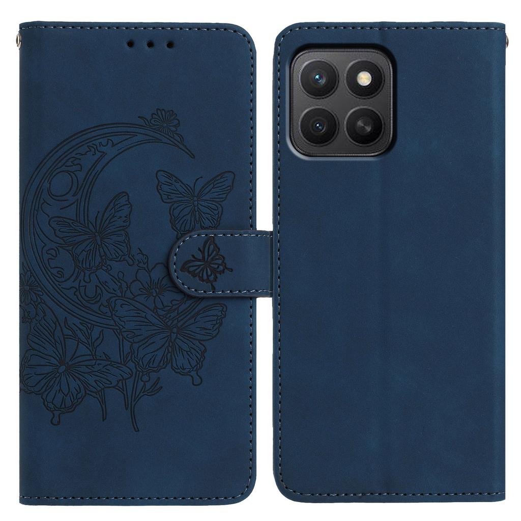 For Honor X8c 4G/X8b 4G Case Butterfly Flower Imprinted PU Leather Wallet Stand Phone Cover