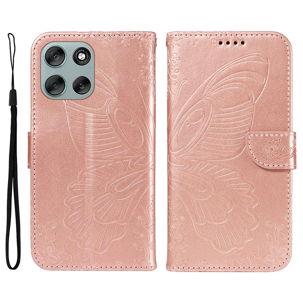 For Motorola Moto G56 5G Case Butterfly Pattern PU Leather Folio Flip Phone Cover - Green