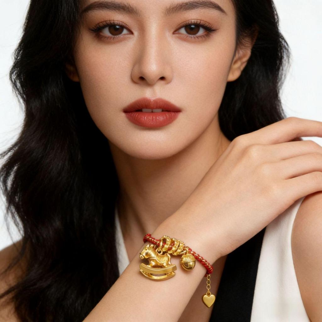Luxury Red String Gold Horse Zodiac Bracelet - Elegant and Versatile Design