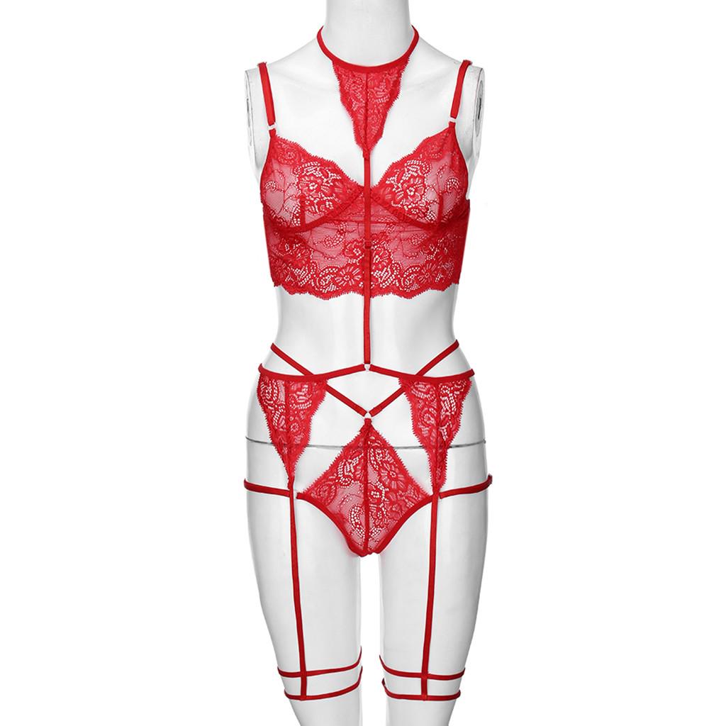 New Sexy Lady Lace Flower Bra No Steel Ring Bra Thong Set Underwear Pajamas