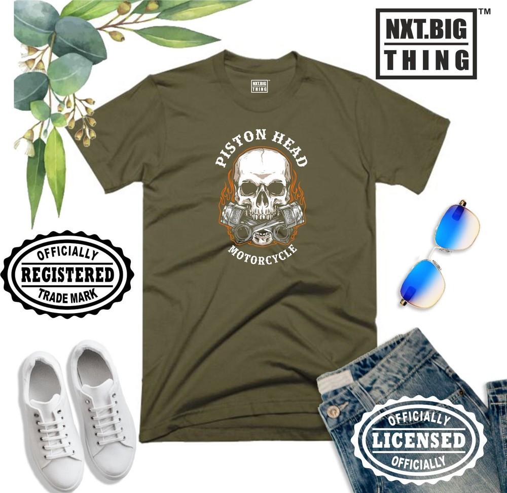 Piston Head T Shirt Bike Motorbike Motorcycle Mc Racer Skull Funny Gift Unisex Top S