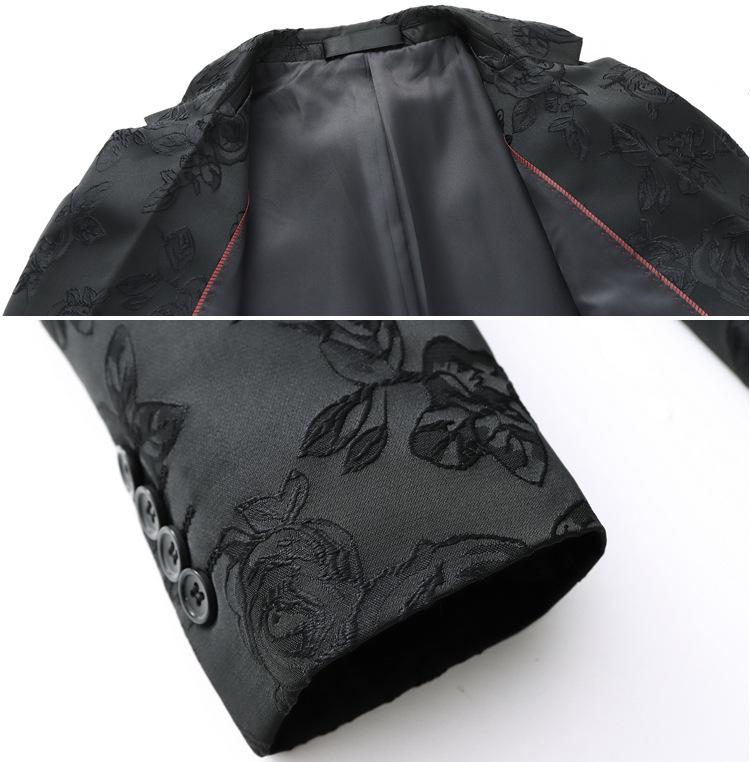 2025 Men's Stylish Embroidered Jacquard Slim Fit Suit Jacket for Spring/Autumn