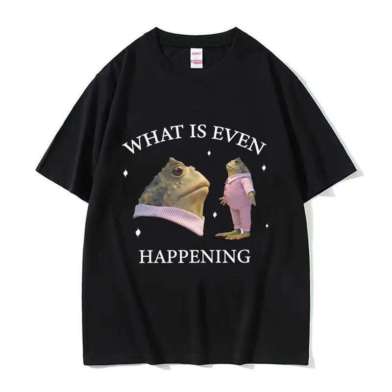 What Is Even Happening Funny Frog Meme TShirts Unisex Women Fashion Casual Short Sleeve T Shirt Cozy Tshirt Tops S