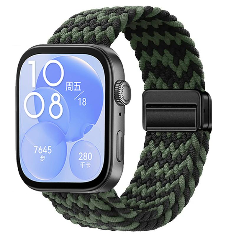 Nylon Braided Strap for Huawei Watch Fit 3/4/4 Pro Magnetic Adjustable Comfortable Band for Huawei Watch Fit 4/3 Bracelet Belt