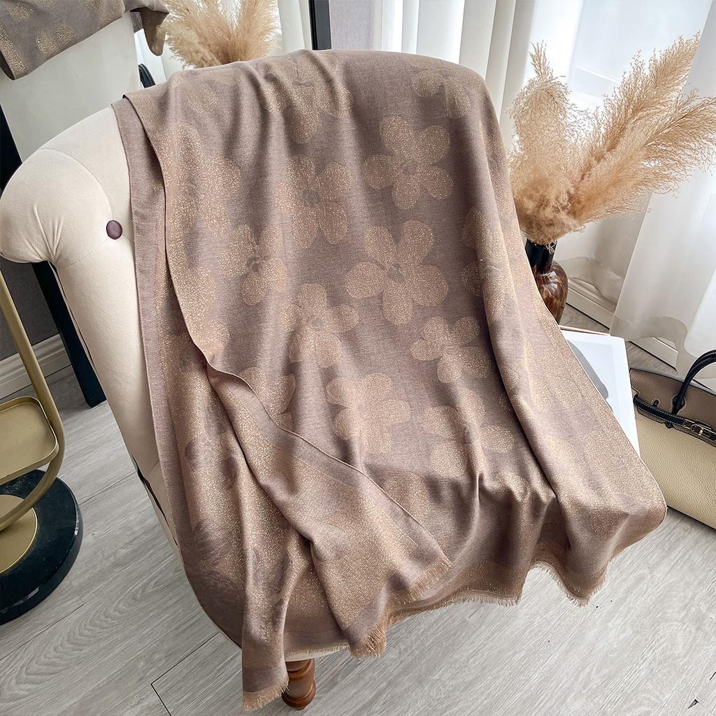 Trend Gold Thread Imitation Cashmere Thin Double-Sided Shawl Fashion Internet Celebrity Big Brand Scarf Of The Same Style