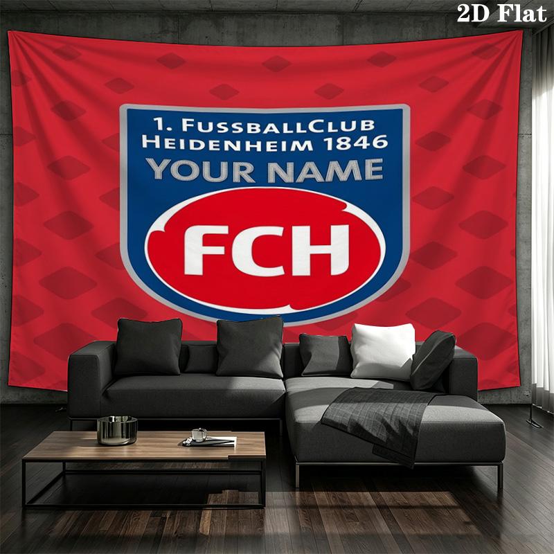 Fc Heidenheim Crest Custom Name Wall Tapestry Aesthetic Wall Hanging Printed Fabric Blanket Decorative Tapestries For Bedroom Living Room Home Decor