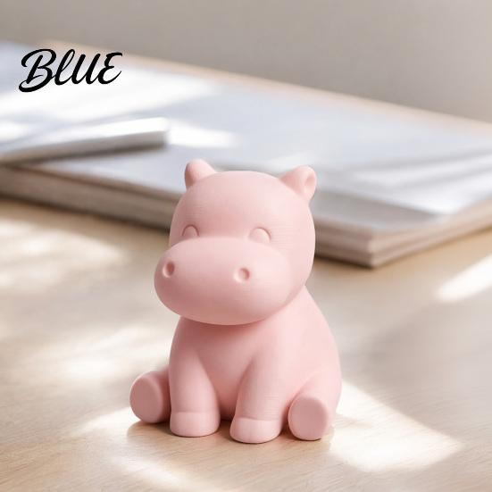 3D Printed Hippo Car Dashboard Figurines, Minimalist Pink Desktop Ornament with Small Statue Non-Slip Weighted Base, Cute Interior Decor, Kawaii