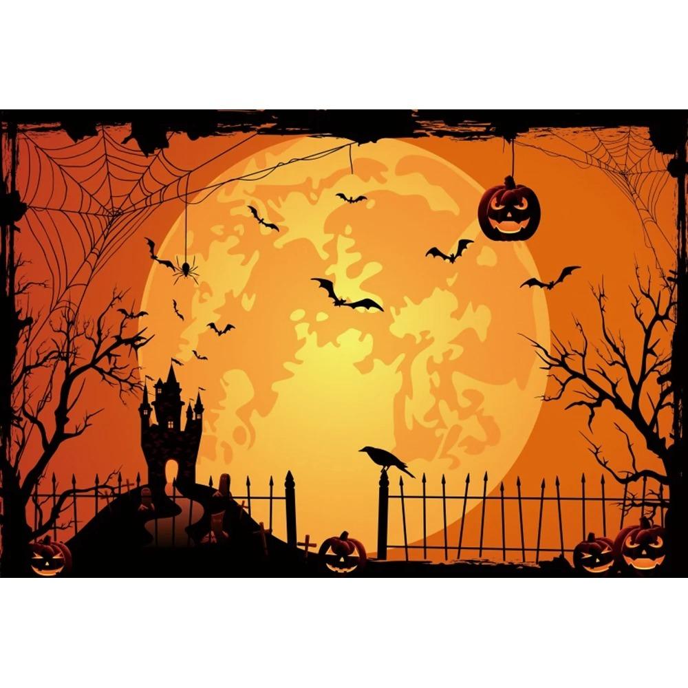 Halloween home party decoration hanging cloth horror cemetery castle pumpkin head hanging cloth room decoration background cloth