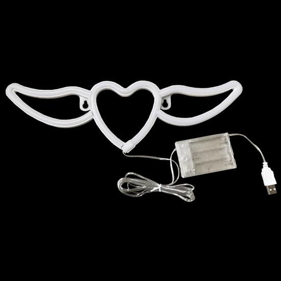 Flying Heart Neon Light Wings Design Kreativ form USB/batteridrevet neonskilt LED-lampe Festdekorasjon