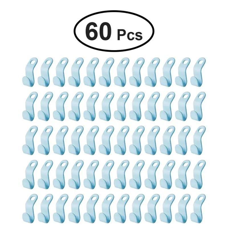 60Pcs Clothes Hanger Connector Hooks Space Saving Hanger Extender Closet Organizer Plastic Extender Clips Wardrobe Coat Shirt