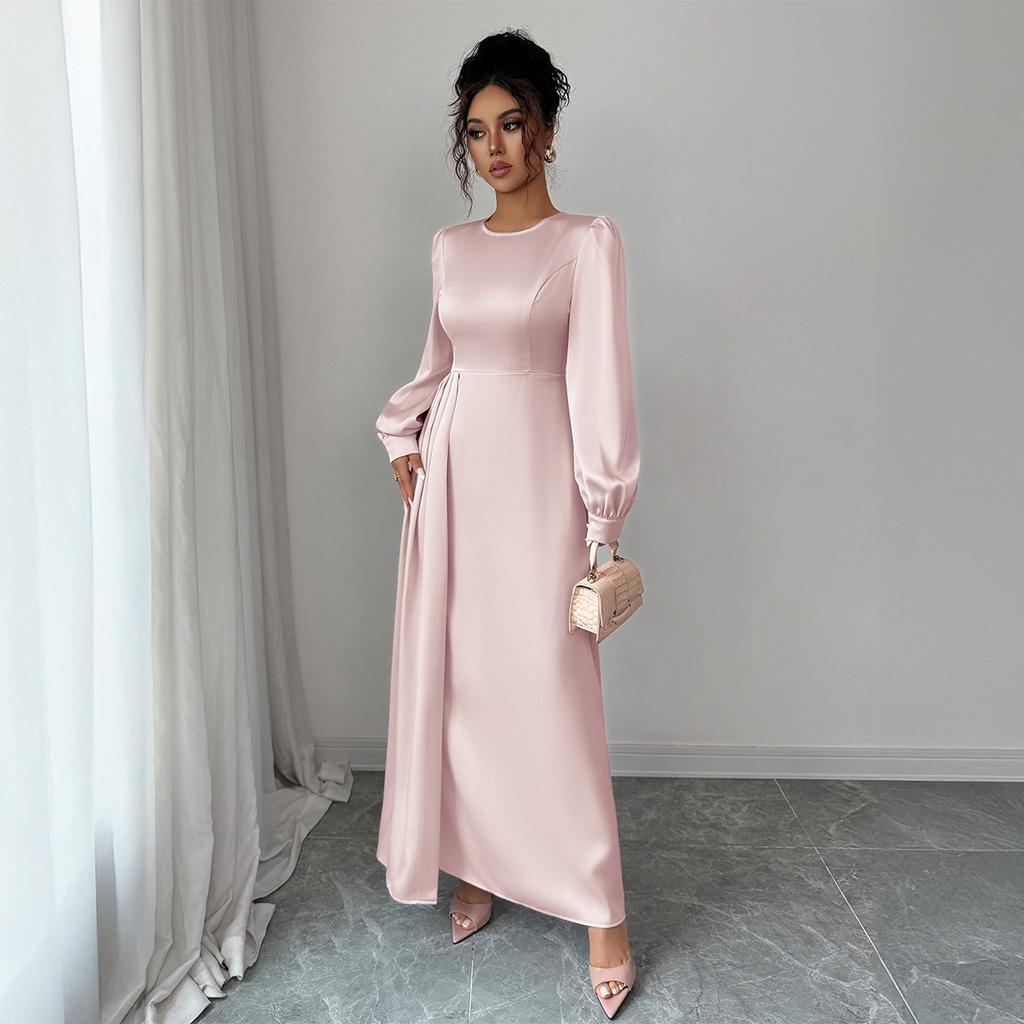 Cross-border Europe, America, simple fashion, summer long-sleeved women's skirts, dresses, women's clothing autumn and winter independent station