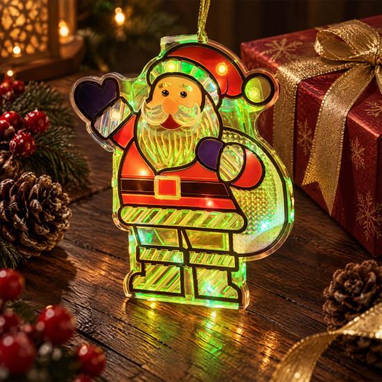 Battery Powered LED Festival Lights Light Up Christmas Ornament, Lighted Santa Bell Sock Creative Tree Hanging Decor House Decoration for Tree,