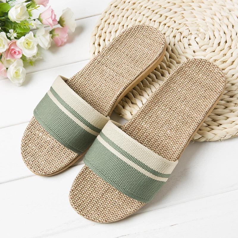 Summer linen slippers women's home couple home indoor non-slip soft bottom household cotton and linen cool slippers men