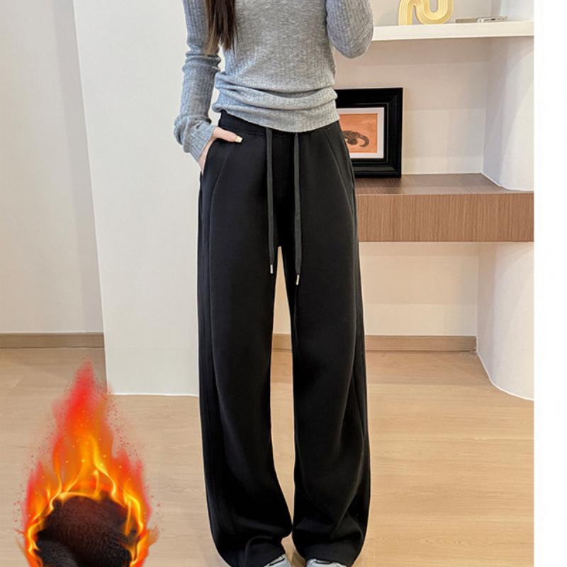 Sporthose für Damen im Herbst und Winter Neue lockere Straight-Leg-Sweathose Schmale Version mit Samt Weitbeinige Hose