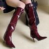 Pointed Toe Women High Boots Sexy High Heels Shoes Fashion Knee High Heeled Shoes Pumps  Winter New Woman Chelsea Botas