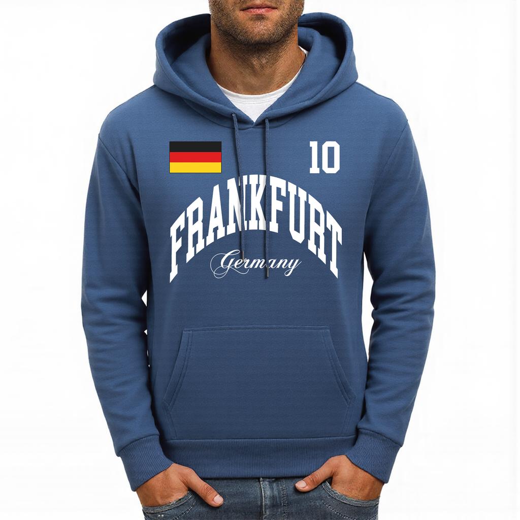 Frankfurt Deutschland Flagge Buchstabenaufdruck Herren Kapuzenpullover Fleece Hoodies Tasche Locker Sportbekleidung Bequem Mehrfarbig Herren Hoodie