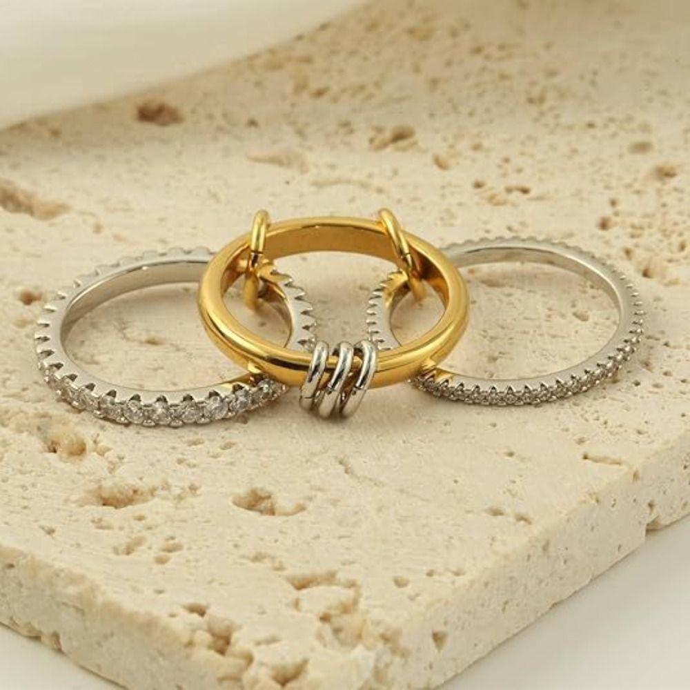 Stainless Steel Stackable Ring Full Diamond Zircon Rings for Women Fashion Gold Rings Perfect Gift