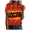 Women Casual Pullover T Shirt Short Sleeve Crew Neck Letter Print Top for Spain 2026 Soccer Support Fans