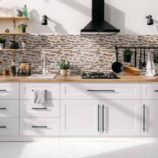 Decorative Adhesive Wall Sheets 3D Gel Faux Mosaic Stickers, Easy Peel & Stick Backsplash Tile Textured Panels Vintage Brick Wallpaper for Kitchen,