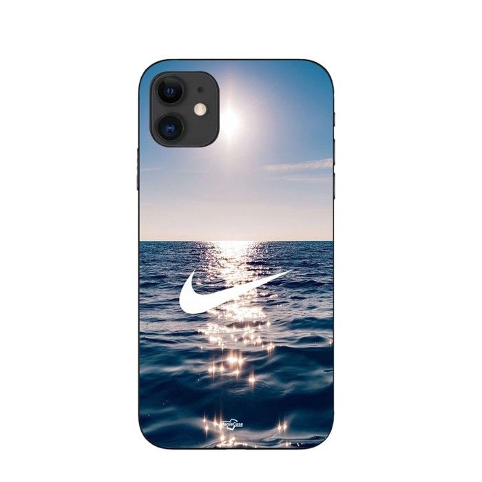 Maniacase Hülle für iPhone 11 nike Logo weiß Meer Sonne schwarz