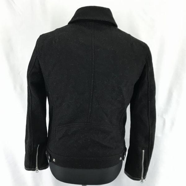 RUPERT EDGE Riders Style Wool Pea Coat Men M Black Blouson Outerwear Jumper Short Length Double Zip(USED)
