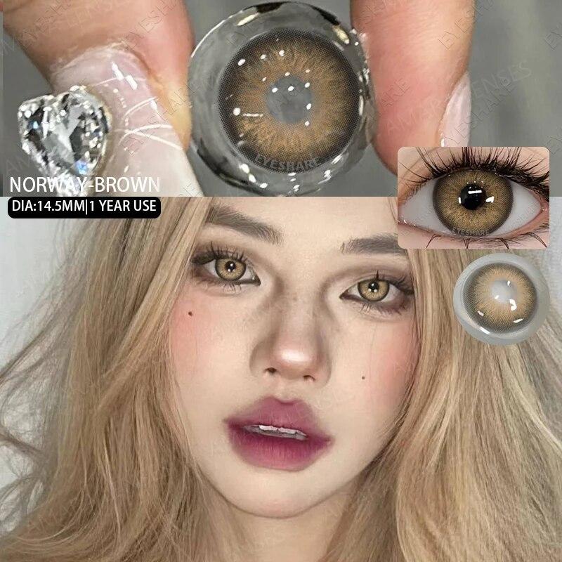 AMARA 1pair Colored Contact Lenses Natural Eye Lens Blue Eye Lenses Brown Lenses Gray Pupils Yearly Cosmetic Green Contacts