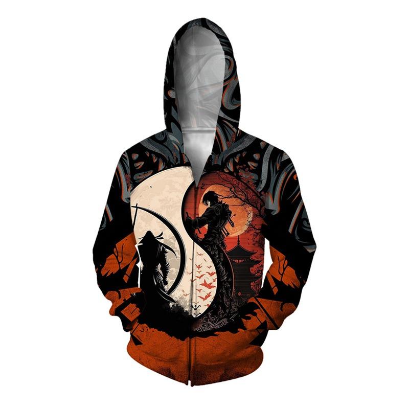 Death Keyboard Hoodie For Men Cool Warrior Graphic Sweatshirt Leisure Zipper Pullover Long Sleeves Hoodies