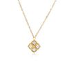 European and American Ins Stainless Steel 18K Gold Necklace Fashion Colored Diamond Round Pendant Light Luxury Four-leaf Clover Collarbone Chain Set