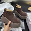 Platform Women Snow Ankle Boots Suede Designer High Heels Winter Shoes 2025 Trend Short Plush Warm Fashion New Botas De Mujer