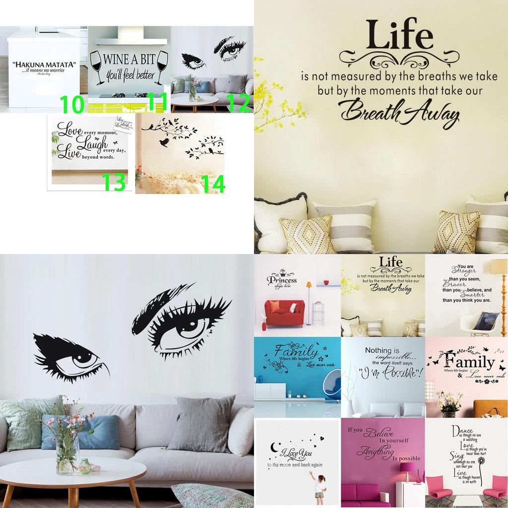Elegant Vinyl Home Room Decor Art Quote Wall Decal Stickers Bedroom Removable Mural