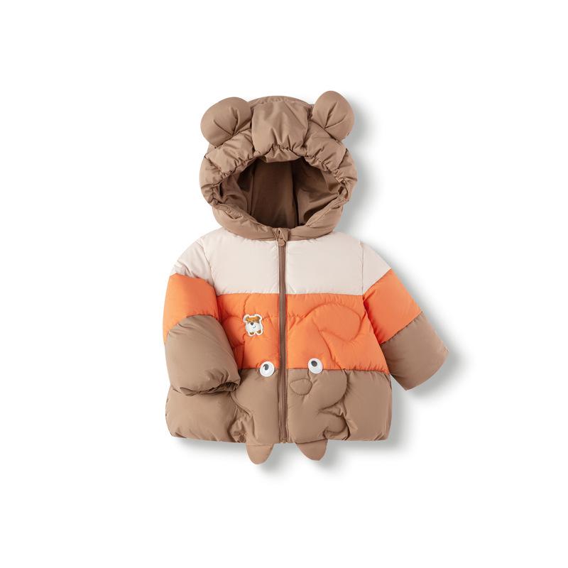 

Color Block Cute Baby Down Jacket - Winter Coat for Boys & Girls, White Duck Down 80 cm