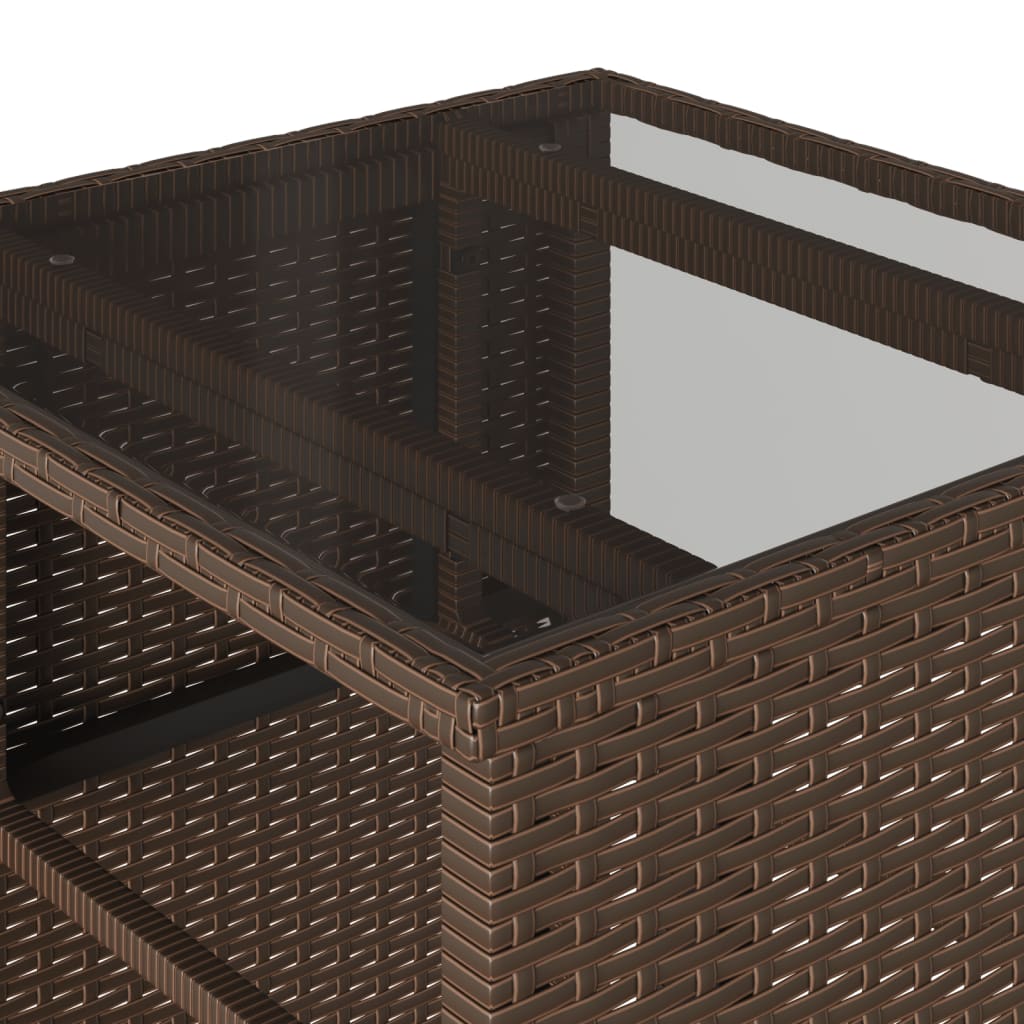 3 Piece Bistro Set with Cushions Brown Poly Rattan