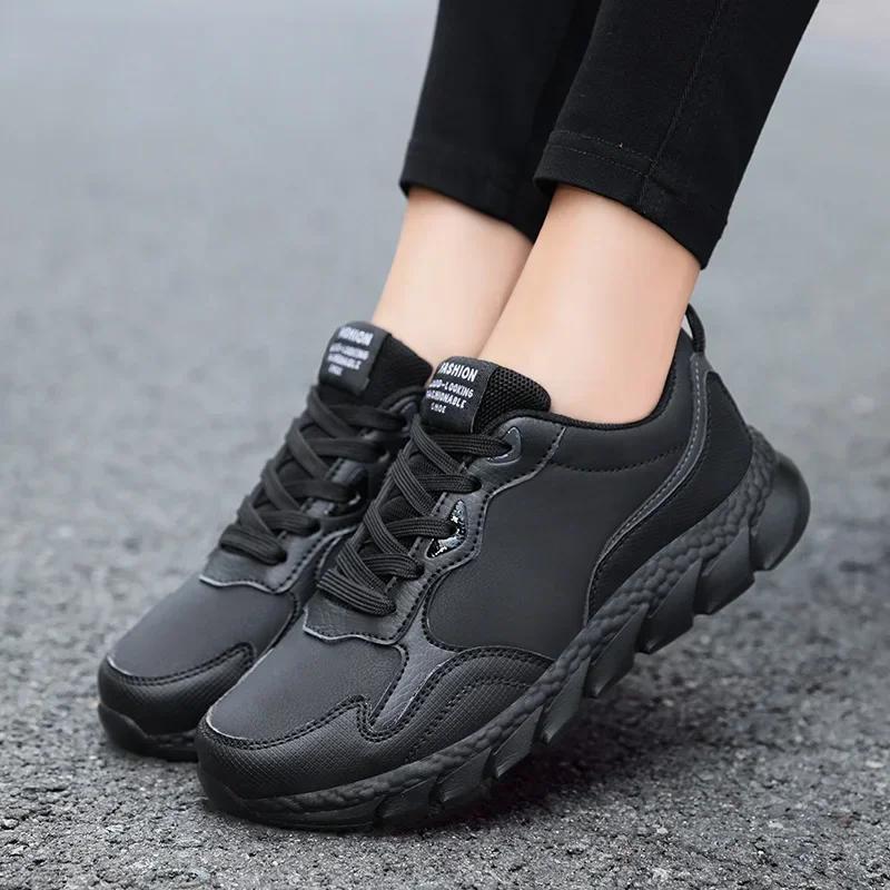 Fashion High Quality Leather Athletics Running Shoes Women Comfortab Non-slip Designer Casual Sneakers Ladies Sport Jogging Shoe