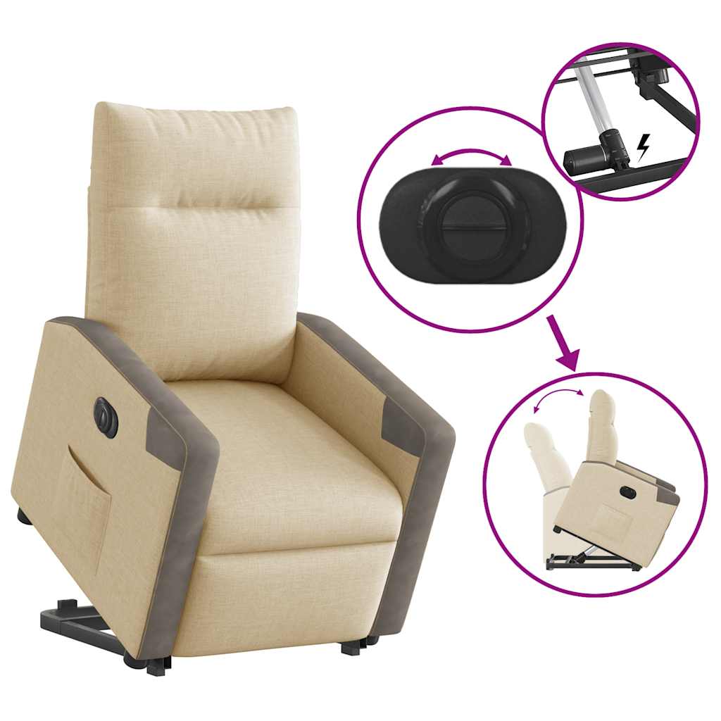 Electric Recliner Chair with Rising Assistance Cream Fabric
