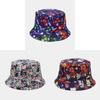 Cartoon Anime Fishman Flat Top Bucket Hat With Breathable Cotton For Spring Summer Casual Wear