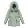 New Korean version women's winter A version medium and long cotton clothes, pie overcome velvet liner large fur collar large size