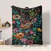 1PC Deer Floral Print Print Blanket, Soft Throw Blanket - Warm & Cozy for Couch, Bed, Office, and Travel yy250912228