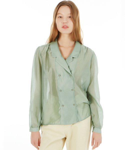 Unknown Planet Double Shirring Blouse Green Green/Free