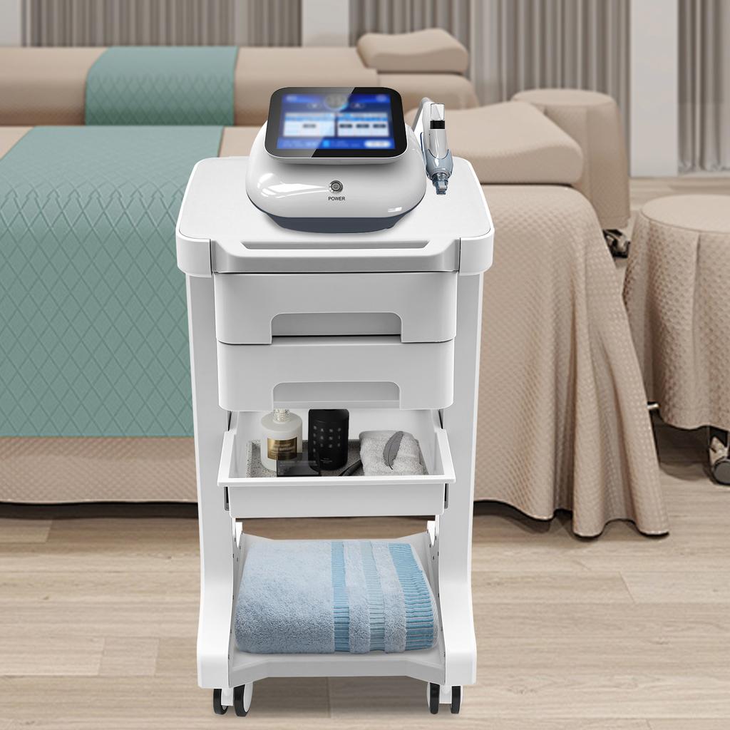3-Tier Beauty Equipment Cart - 2 Silent Drawers & Locking Wheels 110lbs Load for Salon/SPA/Mobile Storage