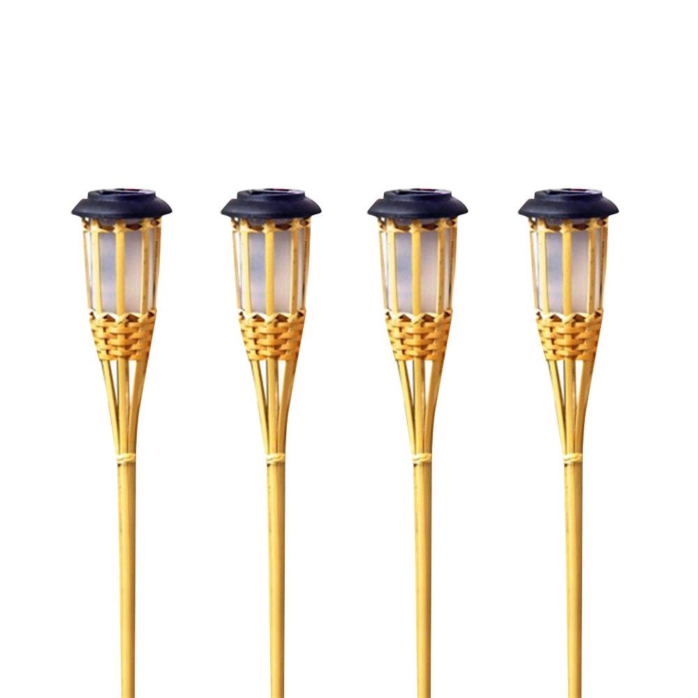 Bamboo LED Solar Flame Torch Light for Outdoor Garden and Lawn