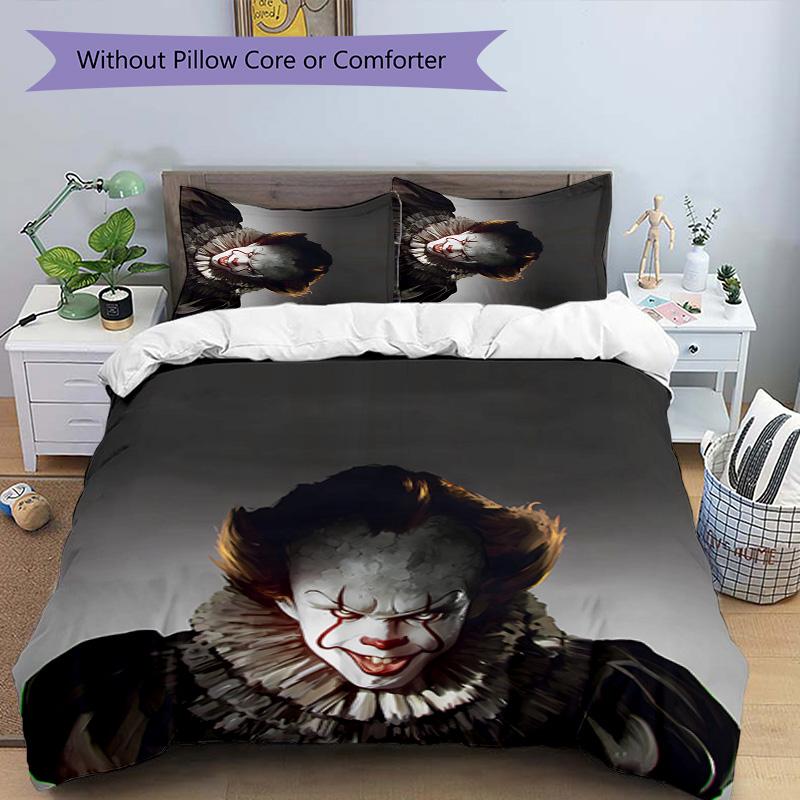 3pcs Pennywise the Dancing Clown pattern bedding set duvet cover set includes duvet cover &pillowcases, perfect all season bedroom decoration & gift