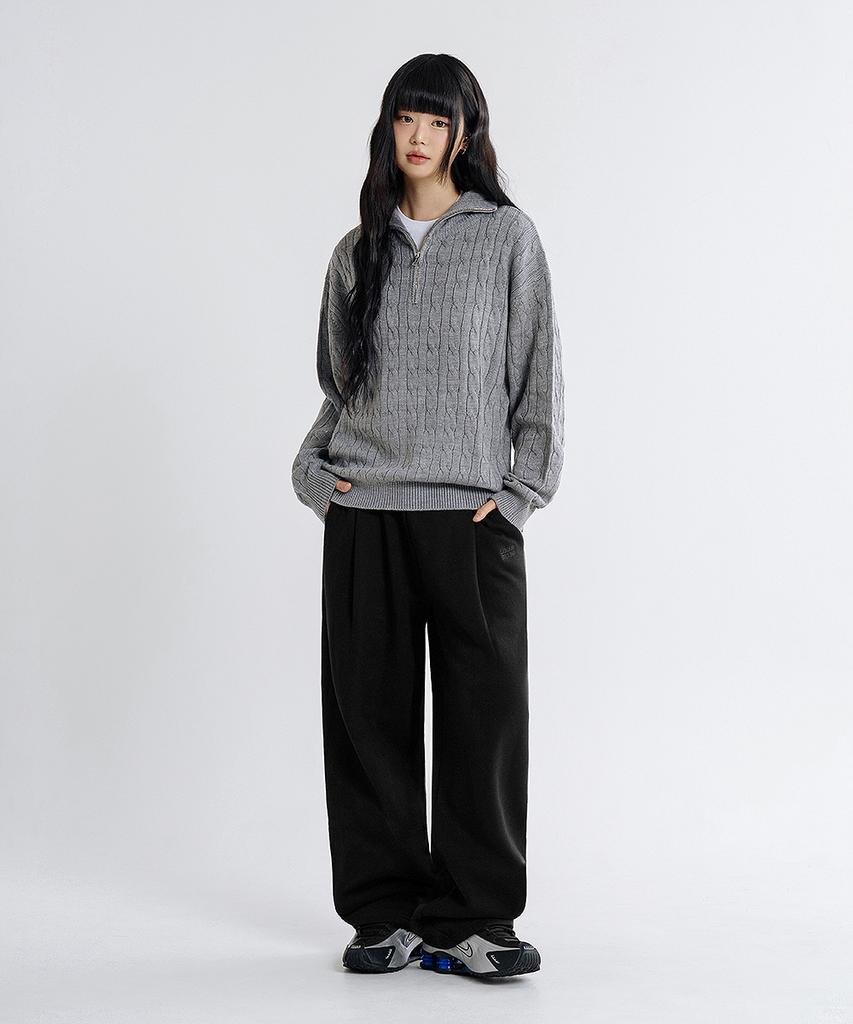 LEMAIN SECOND One-Pleat Wide Sweatpants [Black] (B Type)