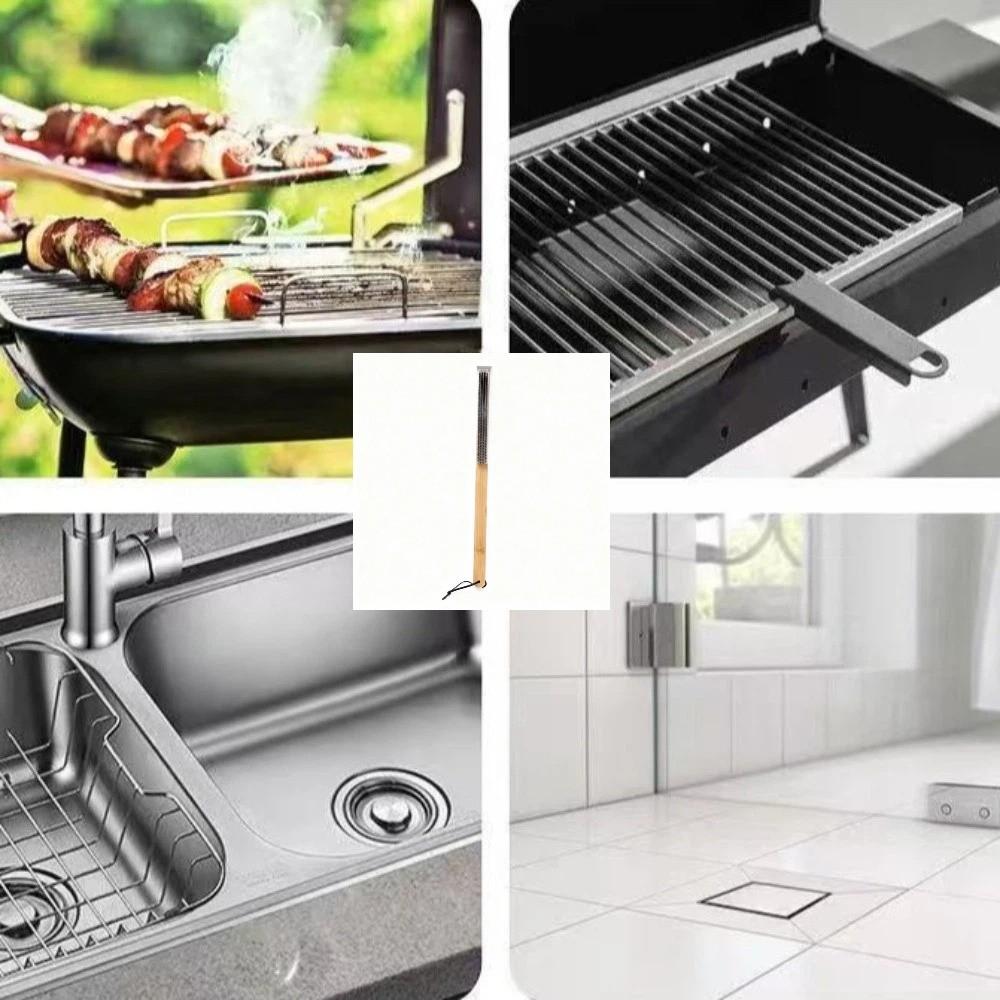 Grill Scraper Grill Cleaning Brush Copper Bristle Oven Cleaner Brush Wire Brush  Grill Maintenance