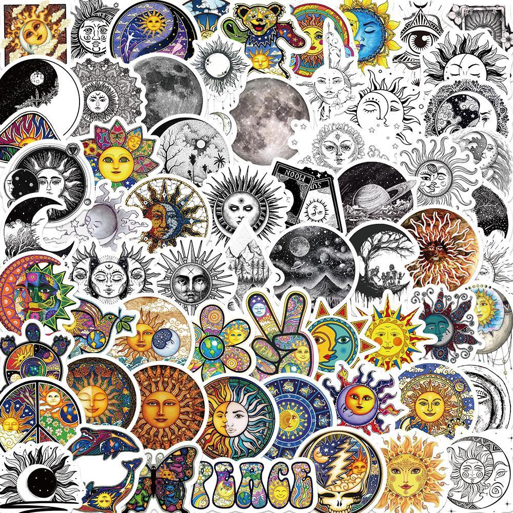 60 Adesivi Olografici A Tema Strega Per Scrapbooking - Vinile PET Impermeabile, Motivi Gotici E Celestiali