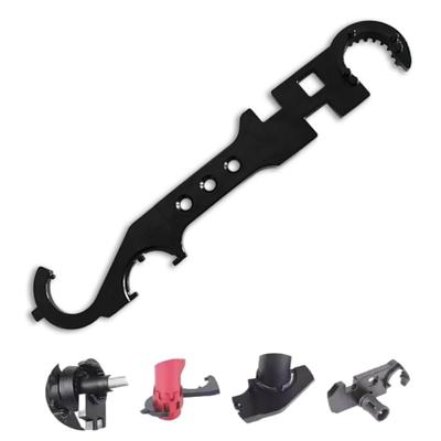 Chave Combinada para Rifle AR15/M4 Ferramenta Porta Porcas para Remover e Instalar Metal Ferramenta de Chave Externa Multiuso Porcas de Cano e Buffers - Preto