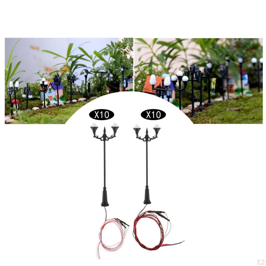 10 Pieces 1:100 Mini Street Lights Miniature Garden Lamp Decor Adornment Accessory
