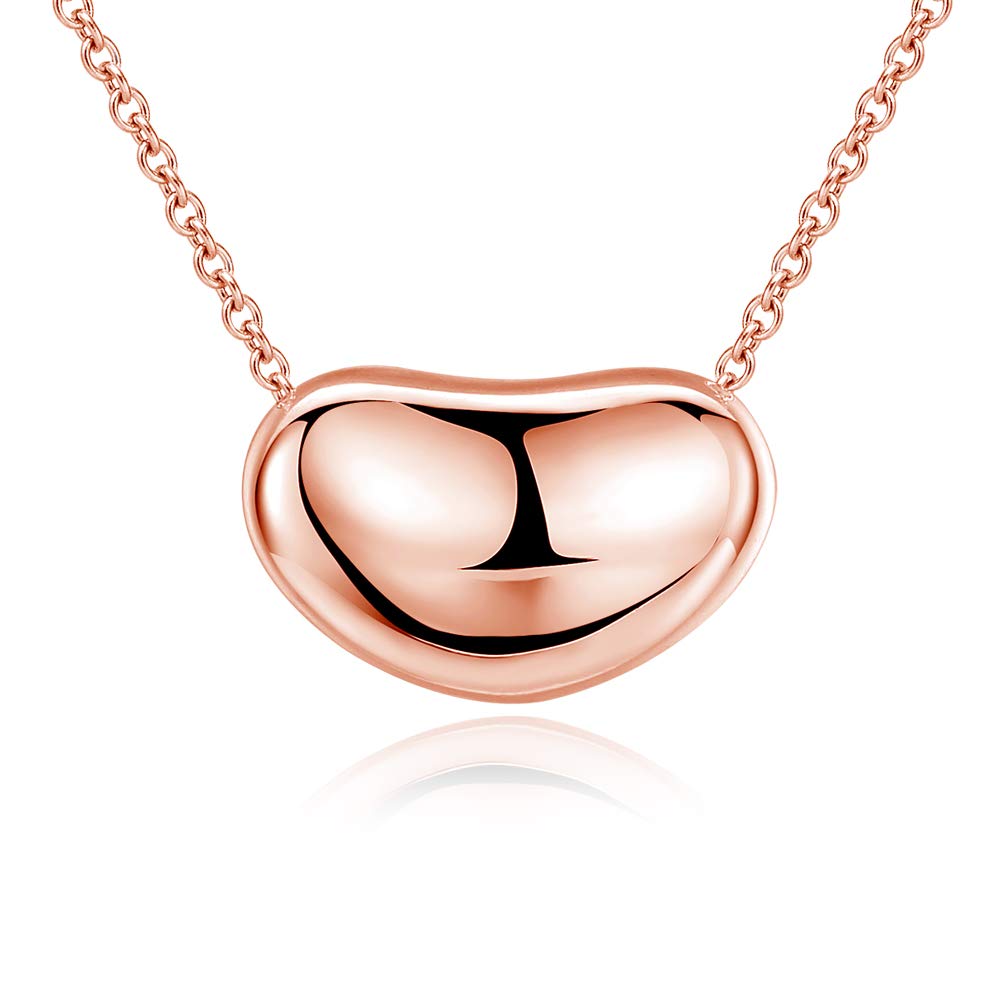 [Ashley Jewelry] Sterling Silver 925 Necklace, Bean Pendant, 11mm, Simple Design, Women's (Gold)